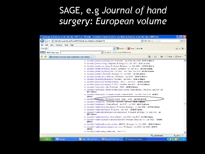 SAGE, e. g Journal of hand surgery: European volume 