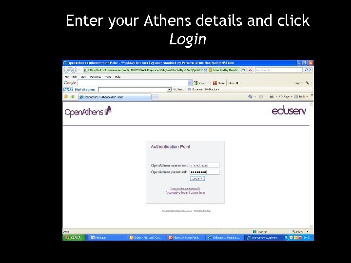 Enter your Athens details and click Login 