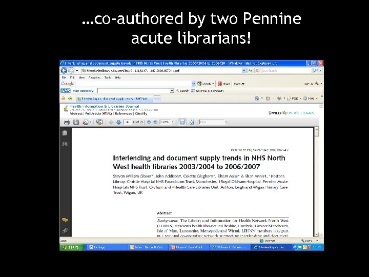 …co-authored by two Pennine acute librarians! 