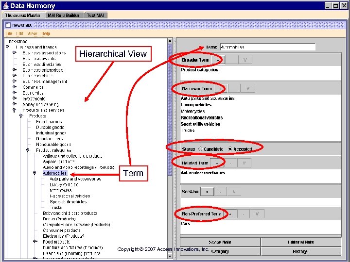 Hierarchical View Term Copyright 2007 Access Innovations, Inc. 