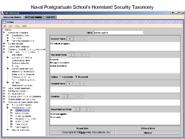 Naval Postgraduate School’s Homeland Security Taxonomy Copyright 2007 Access Innovations, Inc. 