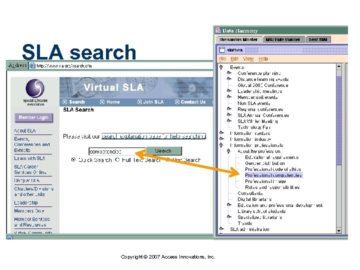 SLA search Copyright 2007 Access Innovations, Inc. 