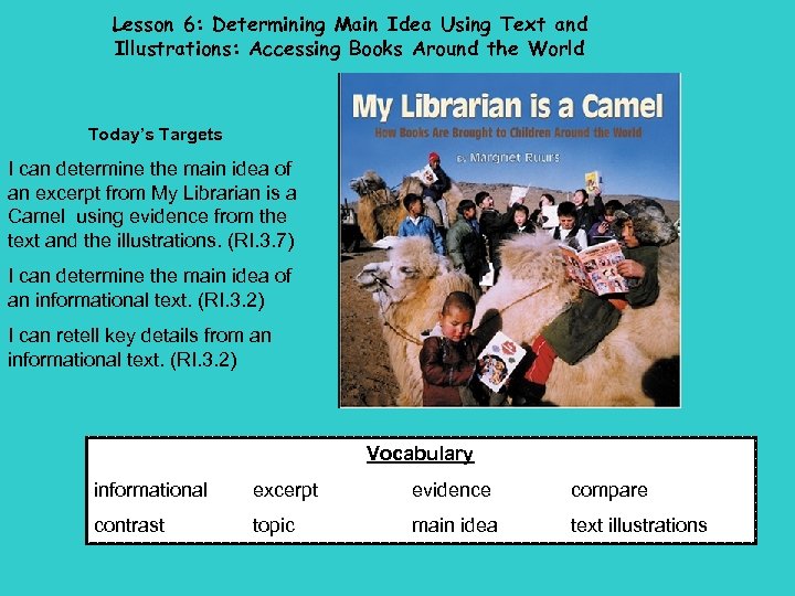 Lesson 6: Determining Main Idea Using Text and Illustrations: Accessing Books Around the World