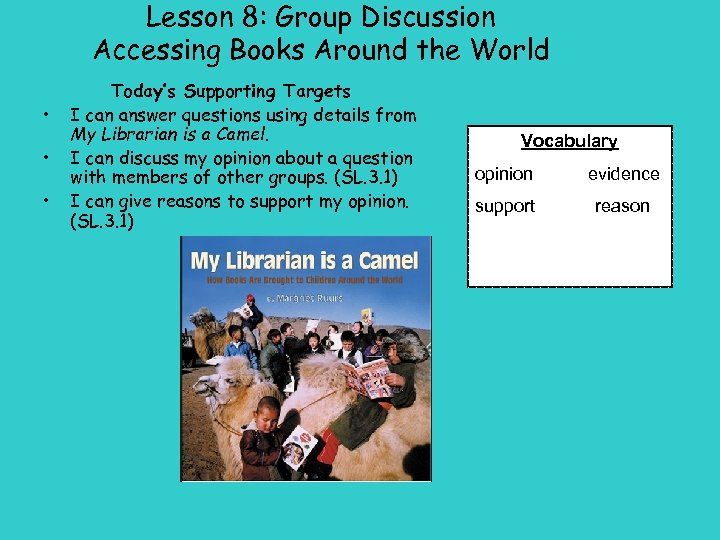Lesson 8: Group Discussion Accessing Books Around the World • • • Today’s Supporting