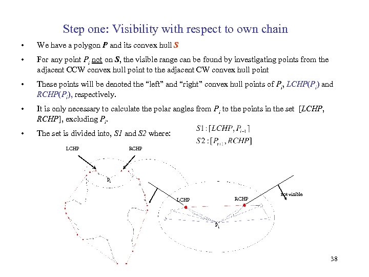 Step one: Visibility with respect to own chain • We have a polygon P