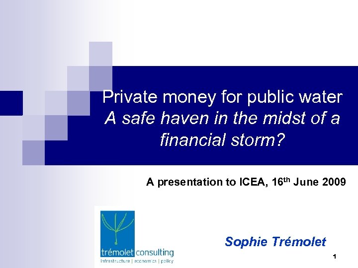 Private money for public water A safe haven in the midst of a financial