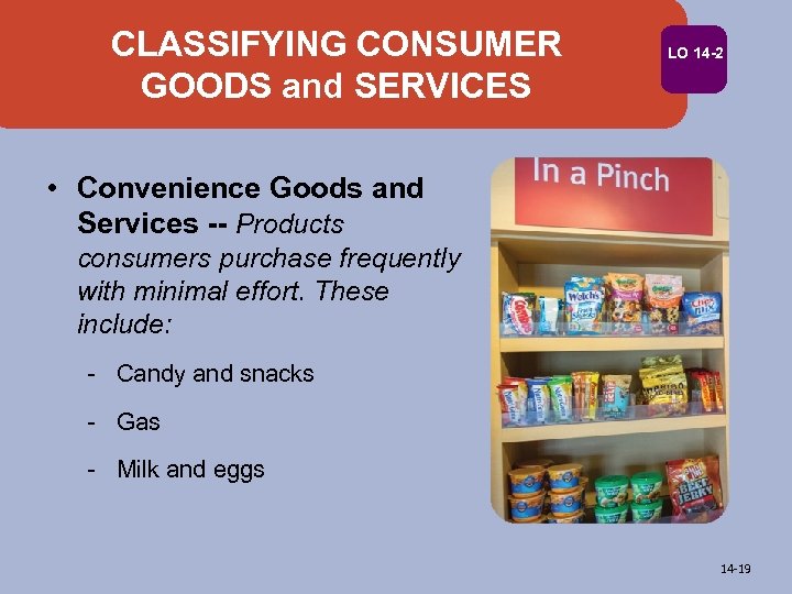CLASSIFYING CONSUMER GOODS and SERVICES LO 14 -2 • Convenience Goods and Services --