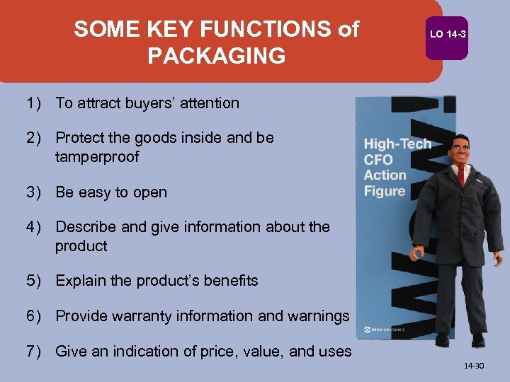 SOME KEY FUNCTIONS of PACKAGING LO 14 -3 1) To attract buyers’ attention 2)