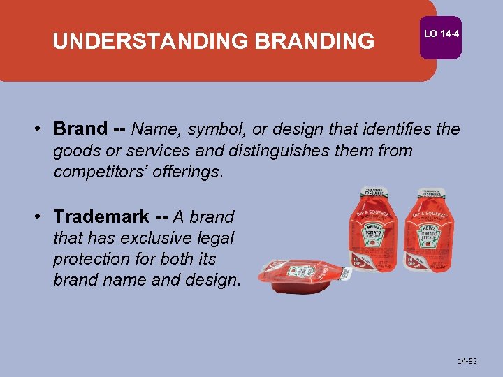 UNDERSTANDING BRANDING LO 14 -4 • Brand -- Name, symbol, or design that identifies