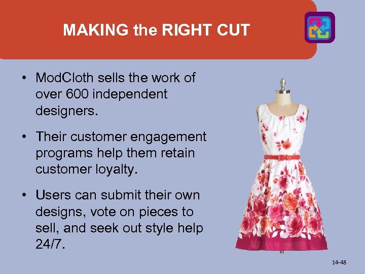 MAKING the RIGHT CUT • Mod. Cloth sells the work of over 600 independent