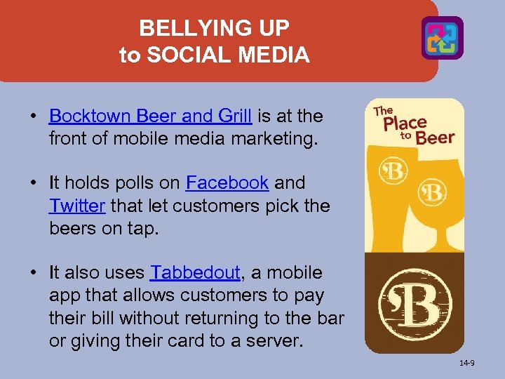 BELLYING UP to SOCIAL MEDIA • Bocktown Beer and Grill is at the front