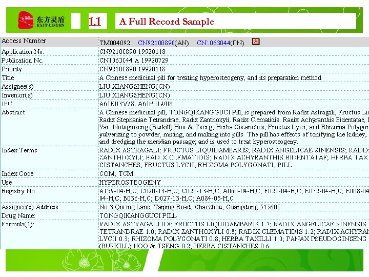 1. 1 A Full Record Sample 