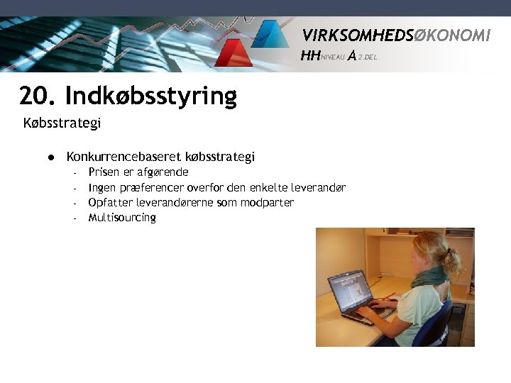 VIRKSOMHEDSØKONOMI HH NIVEAU A 2. DEL 20. Indkøbsstyring Købsstrategi l Konkurrencebaseret købsstrategi – –