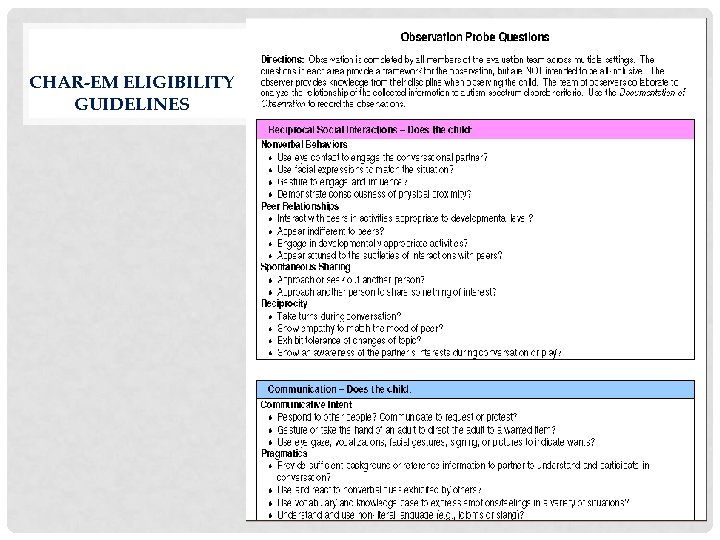 CHAR-EM ELIGIBILITY GUIDELINES 