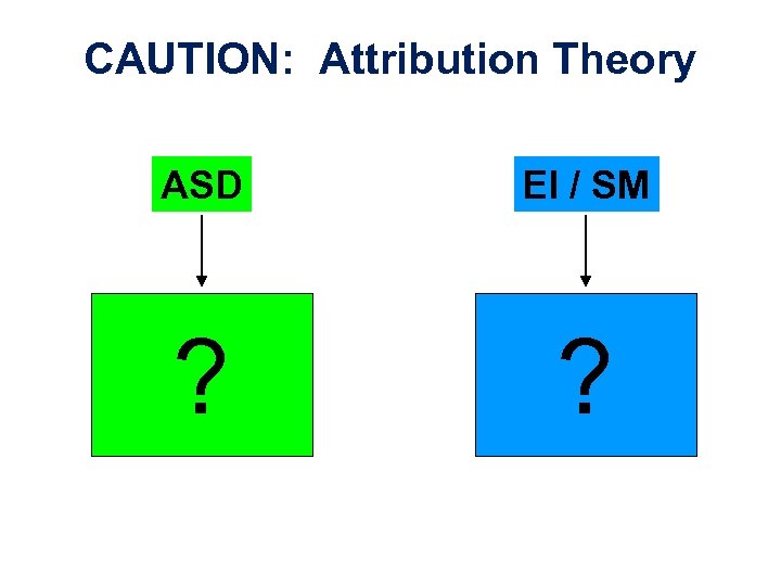 CAUTION: Attribution Theory ASD EI / SM ? ? 