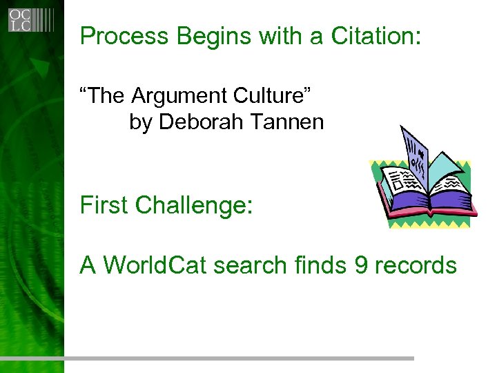 Process Begins with a Citation: “The Argument Culture” by Deborah Tannen First Challenge: A