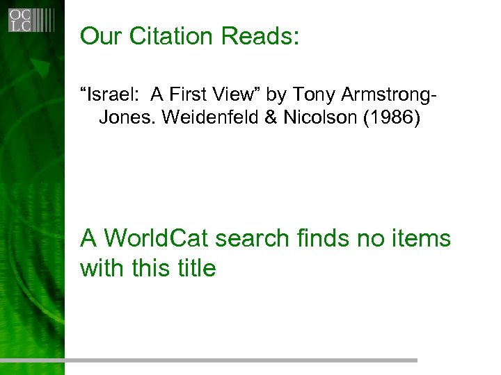 Our Citation Reads: “Israel: A First View” by Tony Armstrong. Jones. Weidenfeld & Nicolson