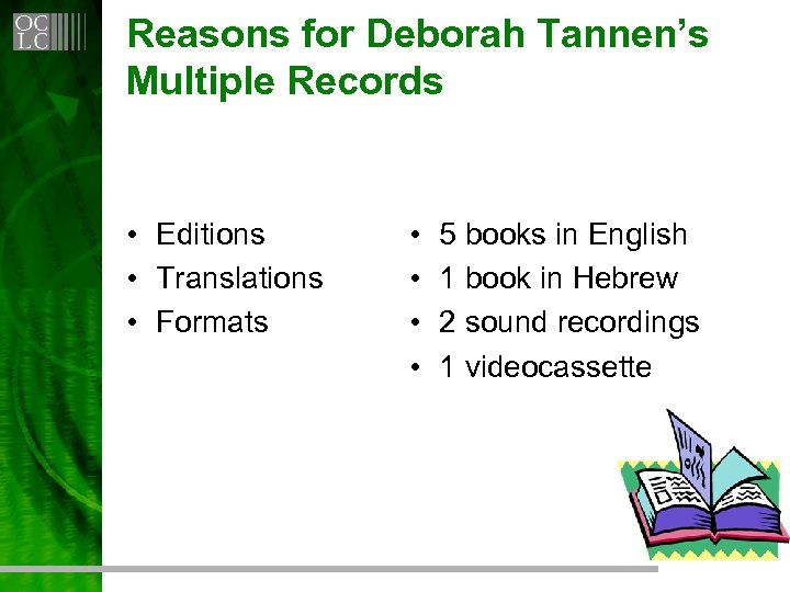 Reasons for Deborah Tannen’s Multiple Records • Editions • Translations • Formats • •