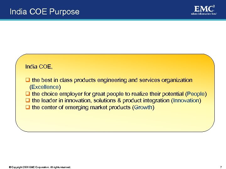 India COE Purpose India COE, q the best in class products engineering and services