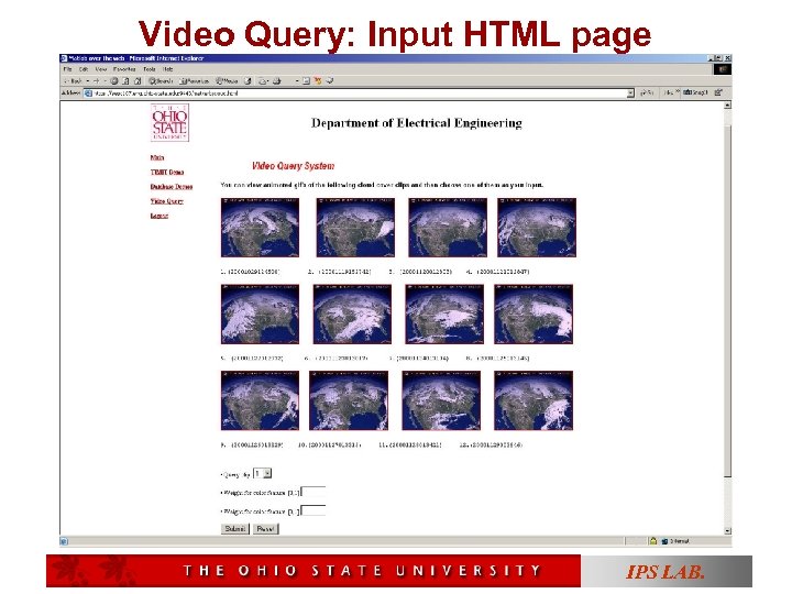 Video Query: Input HTML page IPS LAB. 