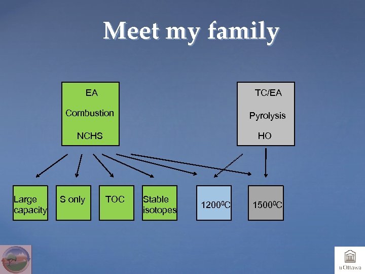 Meet my family EA TC/EA Combustion Pyrolysis NCHS Large capacity S only HO TOC