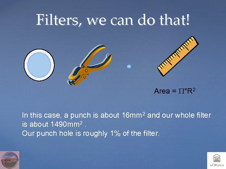 Filters, we can do that! Area = P*R 2 In this case, a punch