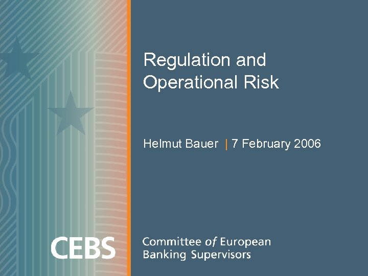 Regulation and Operational Risk Helmut Bauer | 7 February 2006 