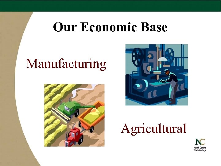 Our Economic Base Manufacturing Agricultural 
