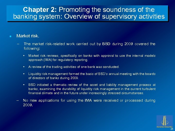Chapter 2: Promoting the soundness of the banking system: Overview of supervisory activities n
