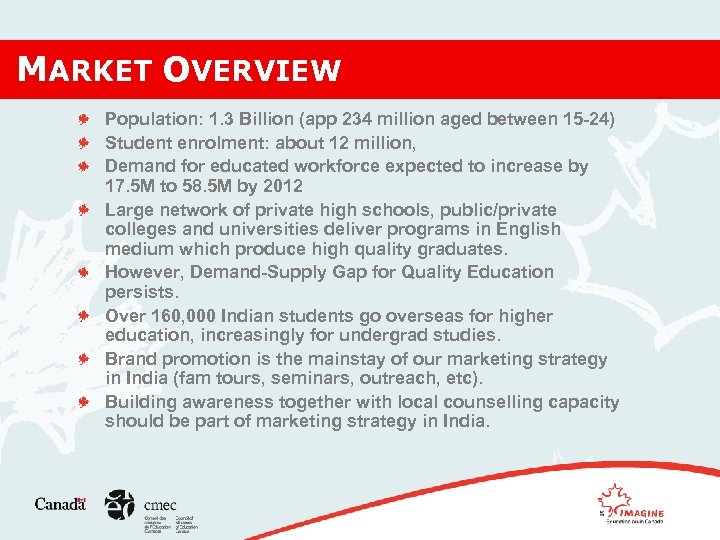 MARKET OVERVIEW Population: 1. 3 Billion (app 234 million aged between 15 -24) Student