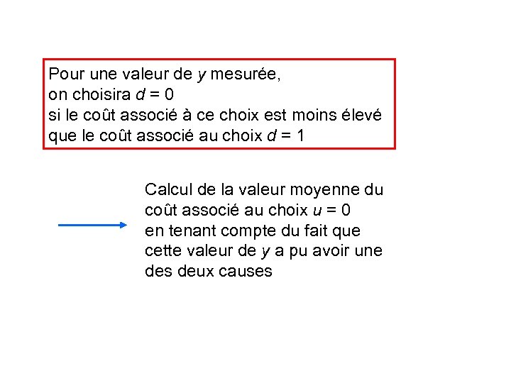 Pour une valeur de y mesurée, on choisira d = 0 si le coût