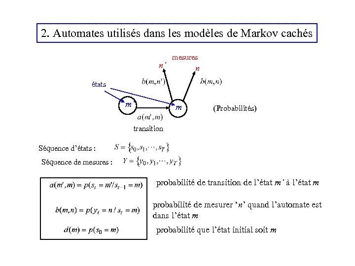 2. Automates utilisés dans les modèles de Markov cachés n’ mesures n états m’