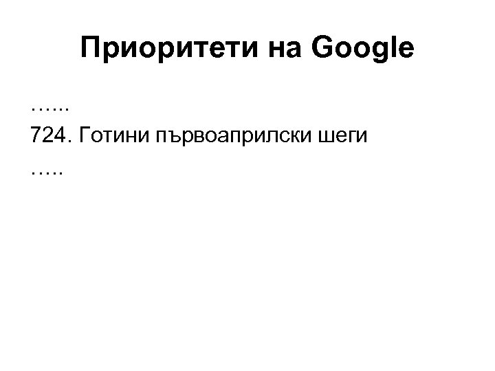 Приоритети на Google …. . . 724. Готини първоаприлски шеги …. . 
