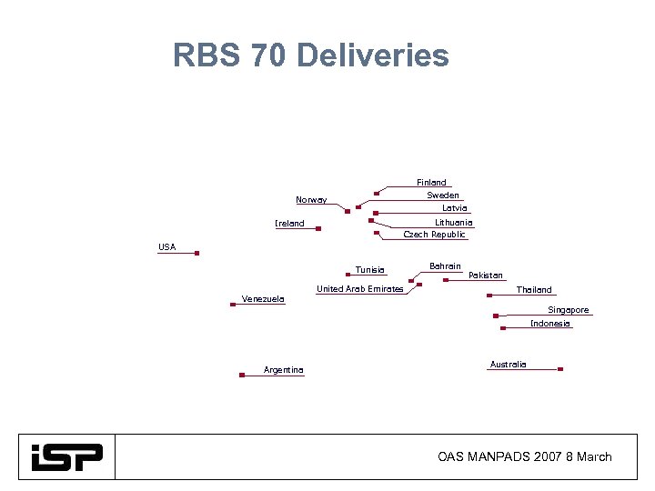 RBS 70 Deliveries Finland Sweden Norway Latvia Lithuania Czech Republic Ireland USA Tunisia Venezuela