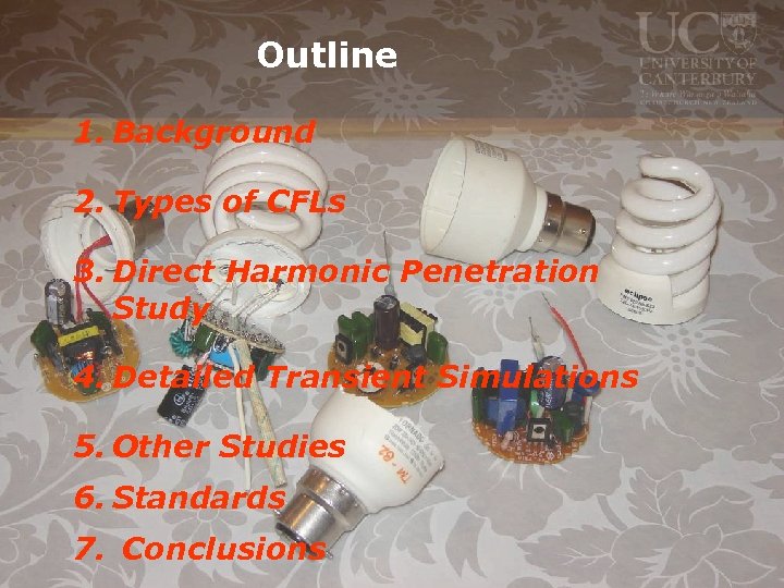 Outline 1. Background 2. Types of CFLs 3. Direct Harmonic Penetration Study 4. Detailed