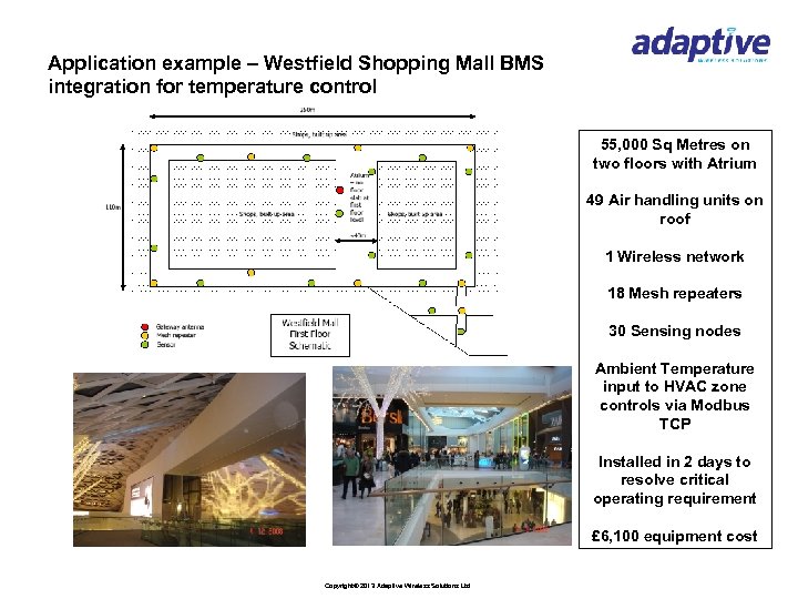 Application example – Westfield Shopping Mall BMS integration for temperature control 55, 000 Sq