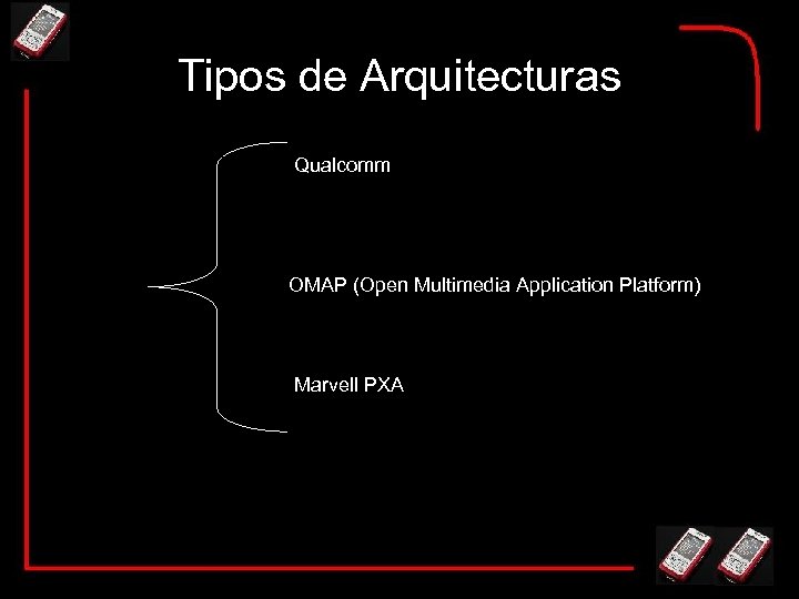 Tipos de Arquitecturas Qualcomm OMAP (Open Multimedia Application Platform) Marvell PXA 