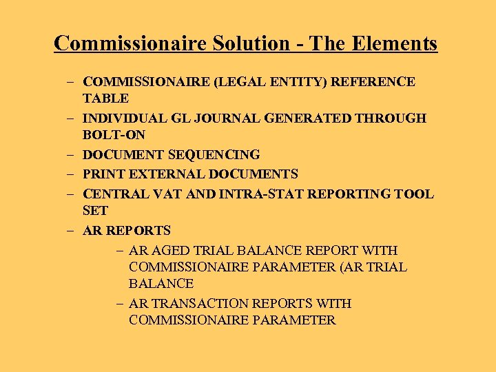 Commissionaire Solution - The Elements – COMMISSIONAIRE (LEGAL ENTITY) REFERENCE TABLE – INDIVIDUAL GL