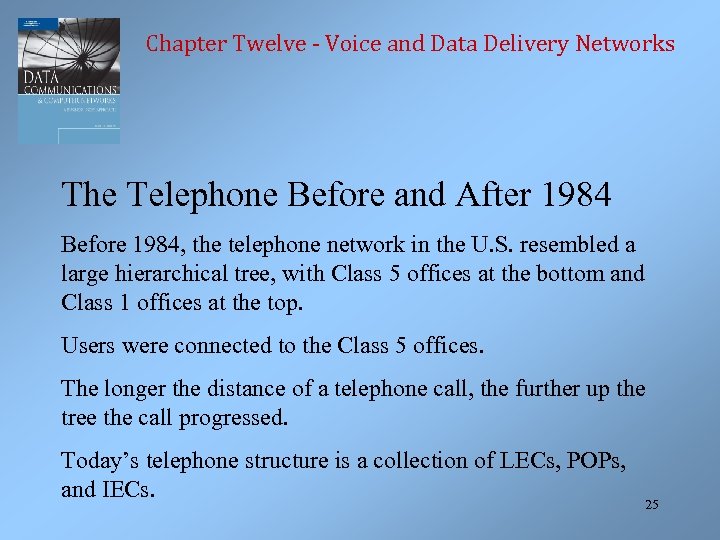 Chapter Twelve - Voice and Data Delivery Networks The Telephone Before and After 1984