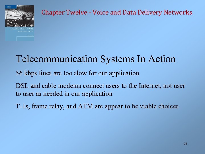 Chapter Twelve - Voice and Data Delivery Networks Telecommunication Systems In Action 56 kbps