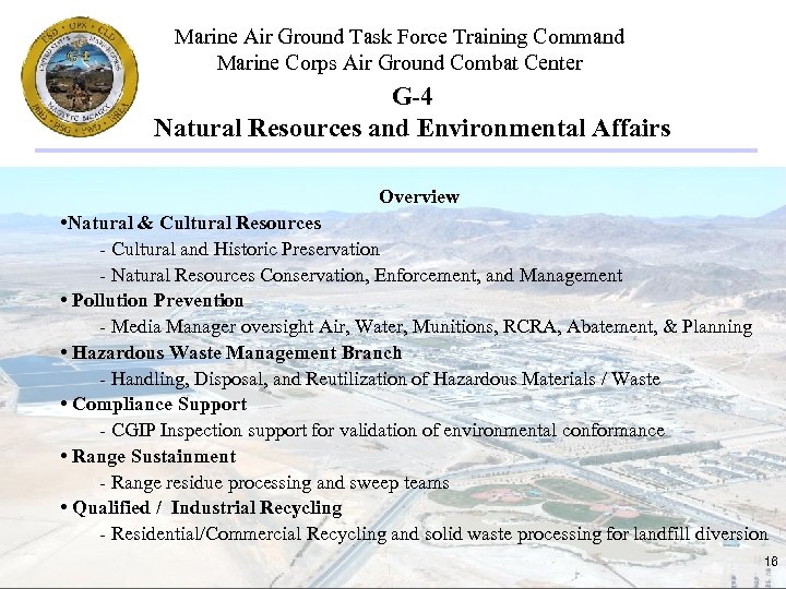 Marine Air Ground Task Force Training Command Marine Corps Air Ground Combat Center G-4