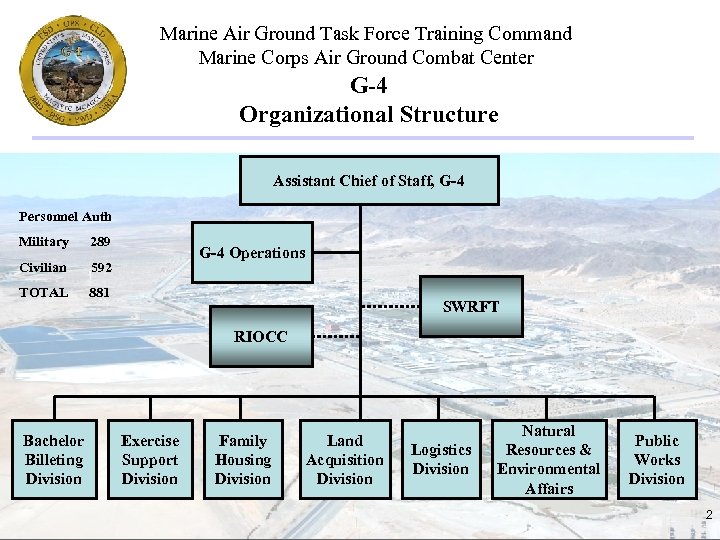 Marine Air Ground Task Force Training Command Marine Corps Air Ground Combat Center G-4