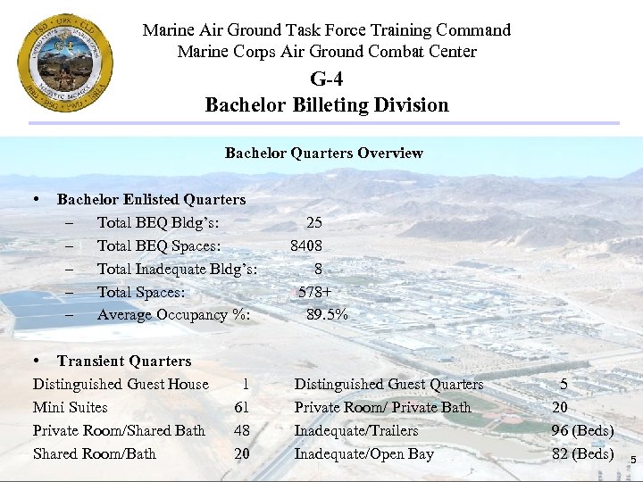 Marine Air Ground Task Force Training Command Marine Corps Air Ground Combat Center G-4