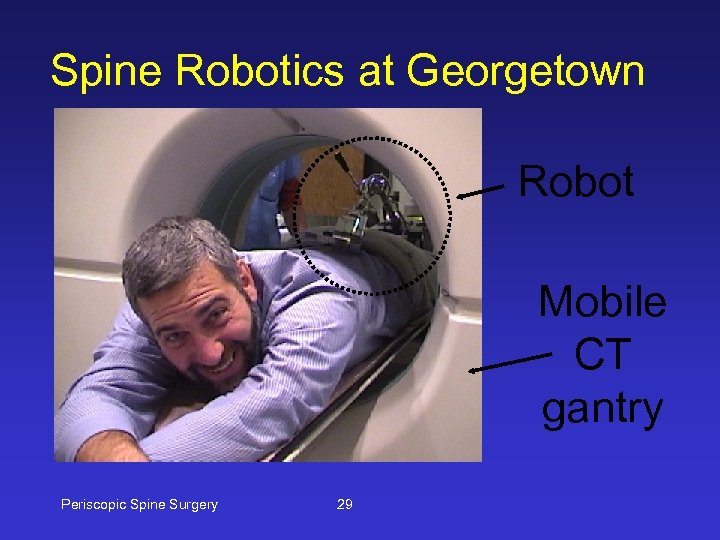 Spine Robotics at Georgetown Robot Mobile CT gantry Periscopic Spine Surgery 29 