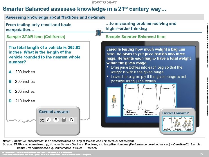 WORKING DRAFT Smarter Balanced assesses knowledge in a 21 st century way… Assessing knowledge