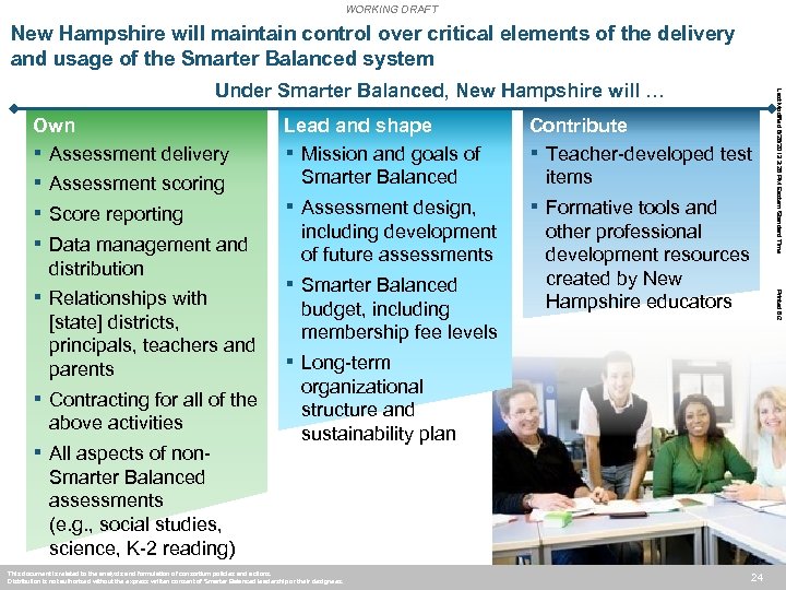 WORKING DRAFT New Hampshire will maintain control over critical elements of the delivery and