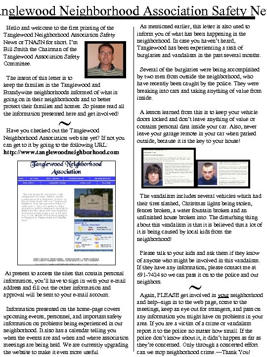 anglewood Neighborhood Association Safety New Hello and welcome to the first printing of the