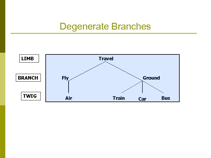 Degenerate Branches LIMB BRANCH TWIG Travel Fly Air Ground Train Car Bus 