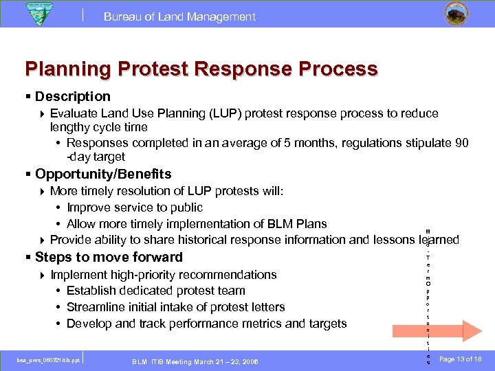 Bureau of Land Management Planning Protest Response Process § Description } Evaluate Land Use