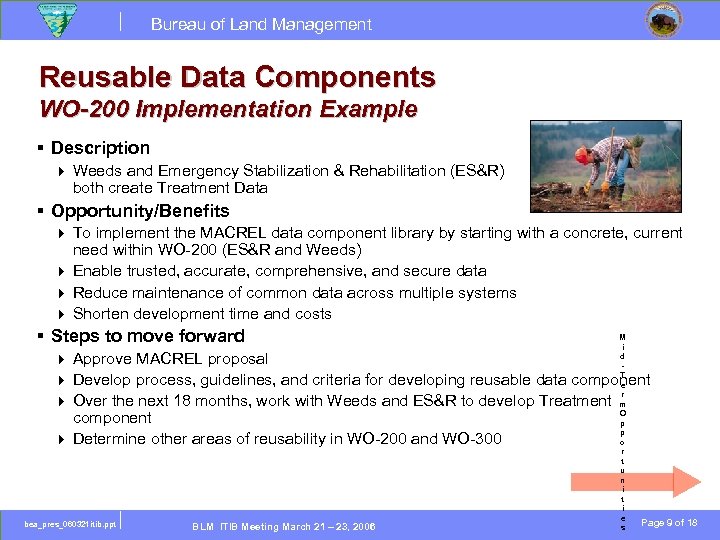 Bureau of Land Management Reusable Data Components WO-200 Implementation Example § Description } Weeds